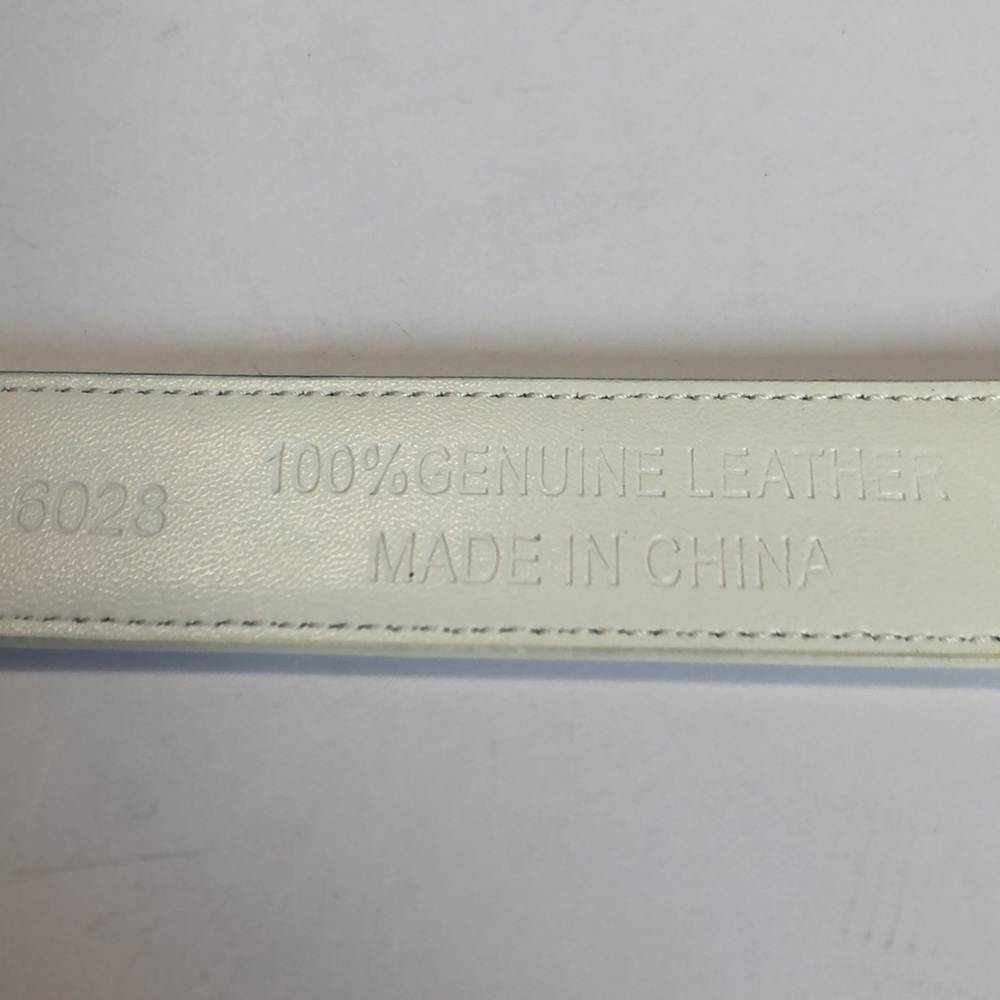 Falari White Leather Belt size Large 38-40 - Picture 8 of 9